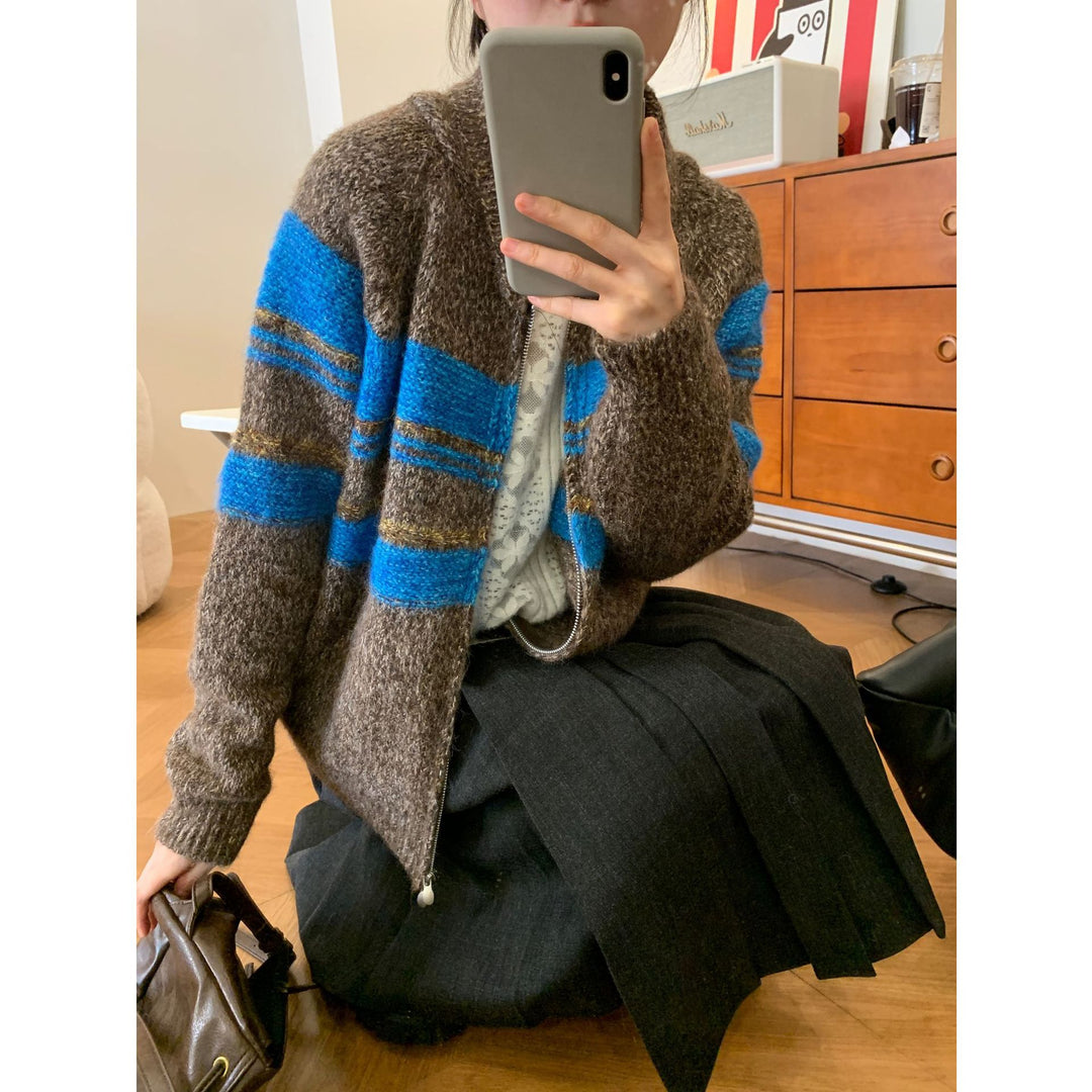 Damen Gemütlicher Strick-Cardigan mit Reißverschluss Shop Nory