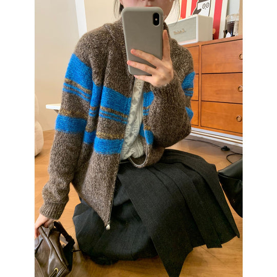 Damen Gemütlicher Strick-Cardigan mit Reißverschluss Shop Nory