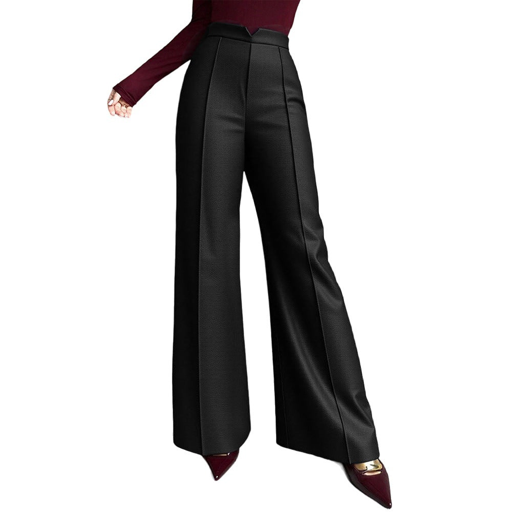 Damen hochtaillierte Palazzo-Hose mit Bügelfalte und V-förmigem Bund Shop Nory