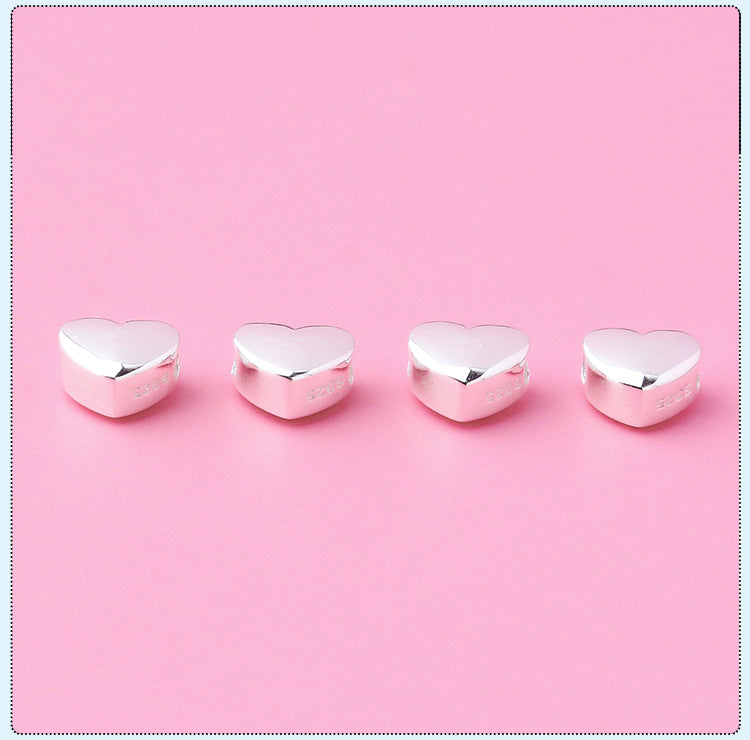 S925 Silber Prime Silber Solide Horizontale Glänzende Herzförmige Spacer Perlen Herzförmige Silber Perlen DIY Perlenarmband Silber Zubehör | Shop Nory