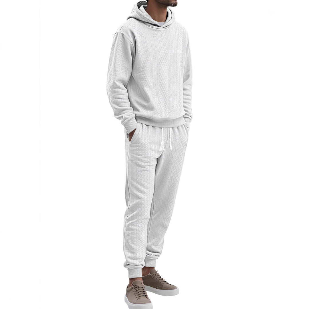 Herren Strukturierter Lounge-Set mit Kapuzenpullover und Jogginghose Shop Nory