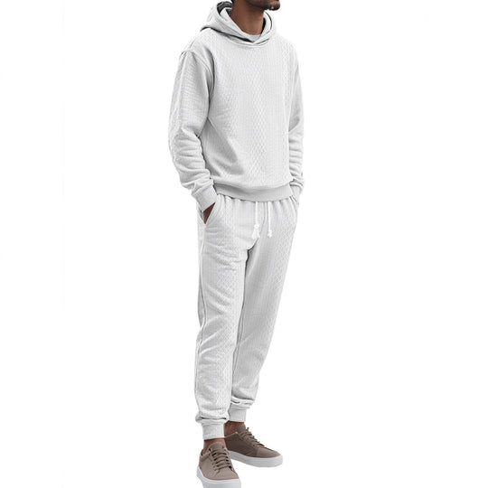Herren Strukturierter Lounge-Set mit Kapuzenpullover und Jogginghose Shop Nory