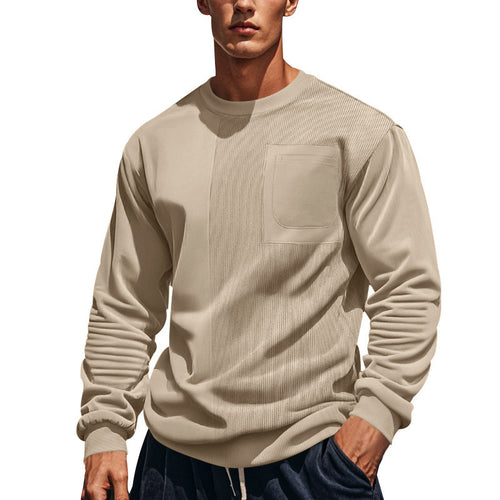 Herren Struktur-Sweatshirt mit Rippen-Panel und Brusttasche Shop Nory