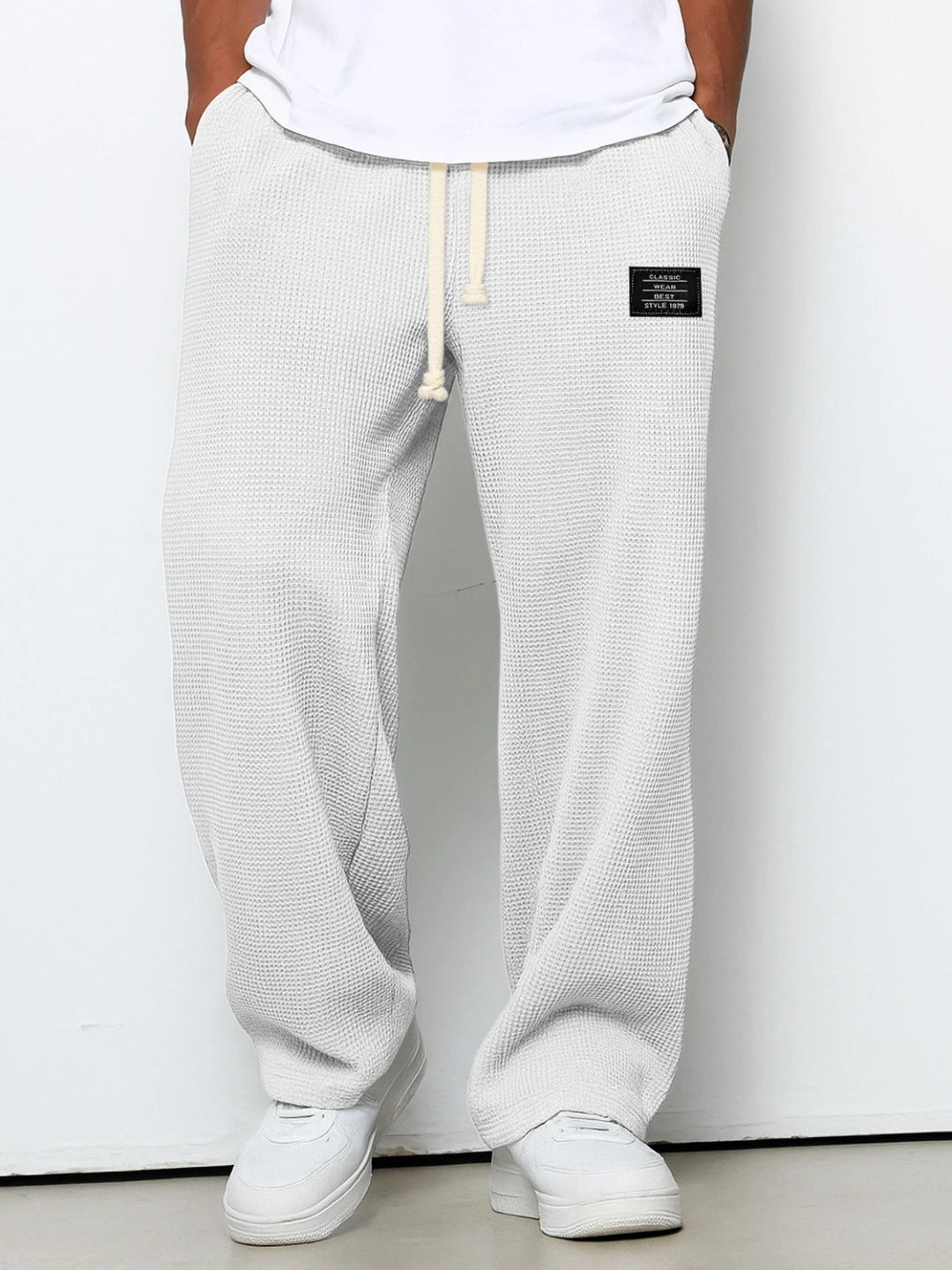 Herren nan lässige Waffelstruktur Lounge-Hose mit Kordelzug, elastischem Bund und weiter Passform Shop Nory