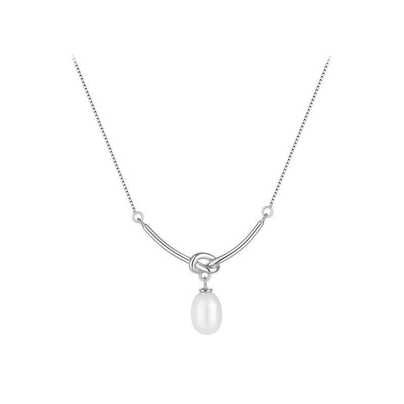Damen Halskette mit elegantem Perlenanhänger und modernem Bogen-Design Shop Nory