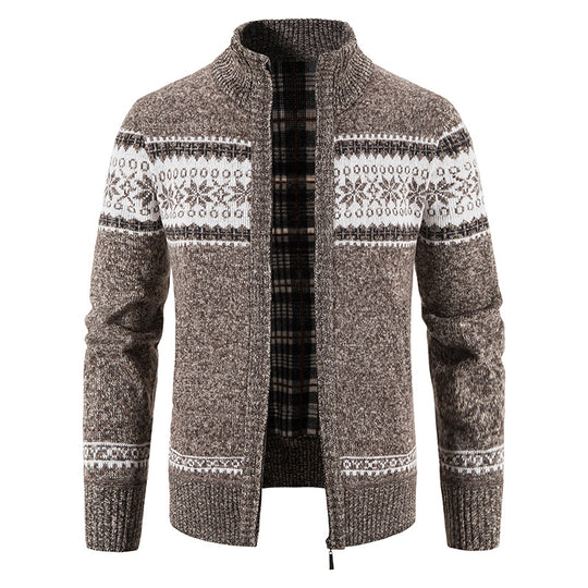 Herren Norweger-Strickzipjacke mit Stehkragen, wärmendem Fleecefutter und Reißverschluss Shop Nory