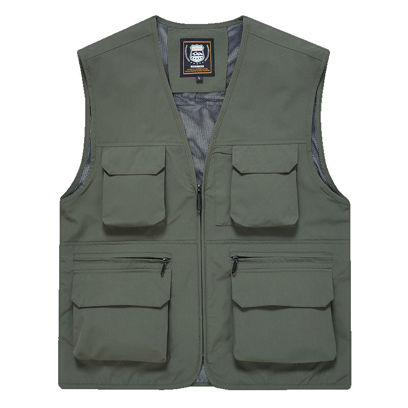 Herren Multitaschen-Utility-Weste mit durchgehendem Reißverschluss, atmungsaktivem Mesh-Futter und großvolumigen Klapp- und Reißverschlusstaschen Shop Nory