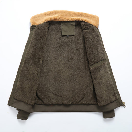 Herren Pilot-Blouson aus robustem Canvas mit Kunstfellkragen und Multitaschen-Design Shop Nory