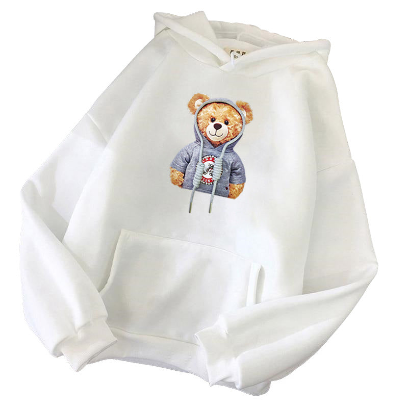 Unisex nan lässiger Oversize Kapuzenpullover mit Teddy-Frontprint, Kängurutasche und weichem Fleece-Innenfutter Shop Nory