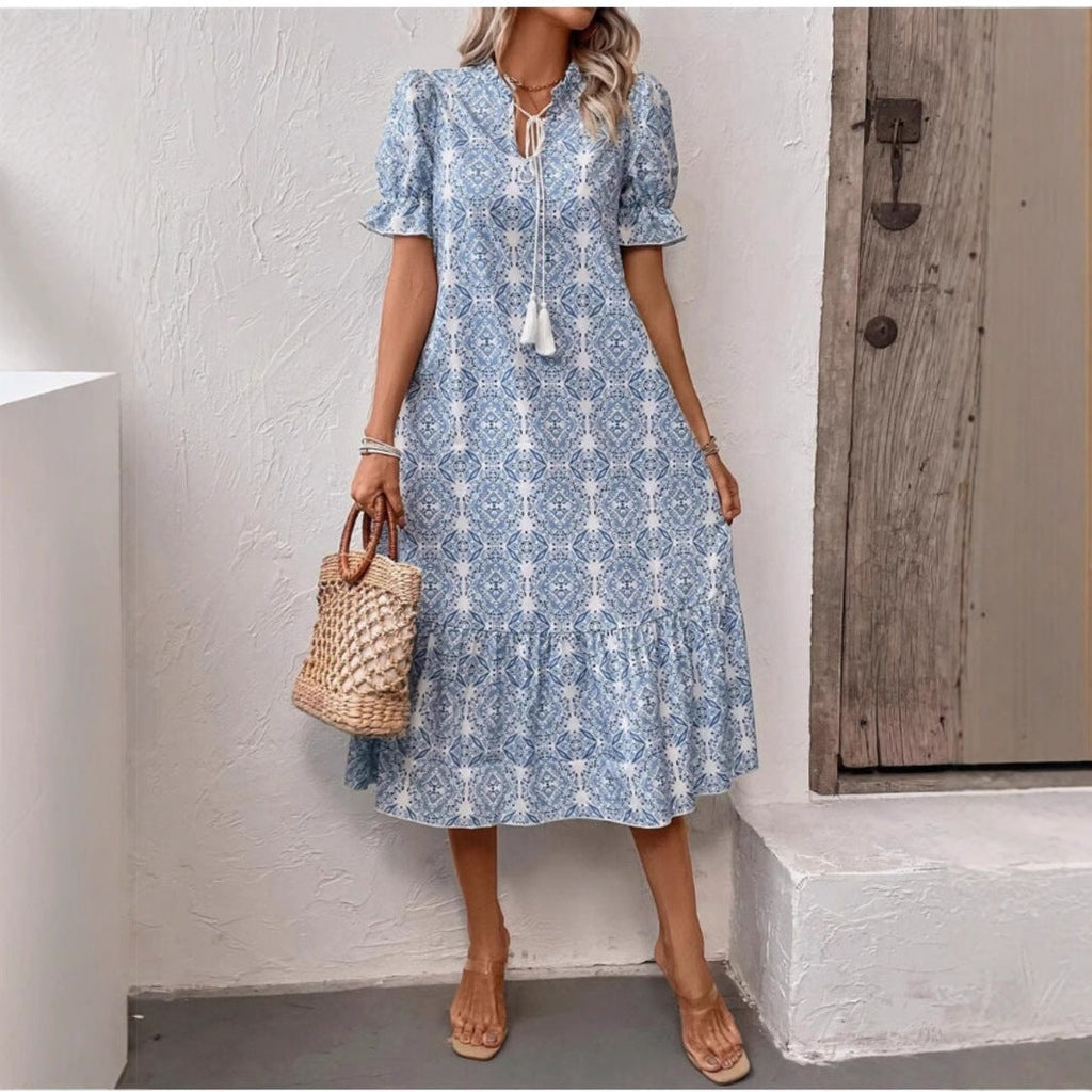 Damen Sommerliches Tunika-Kleid mit eleganten Schnüroptionen Shopnory