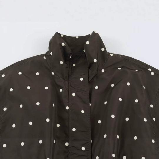 Damen Oversize-Windbreaker mit Tupfen-Print, hohem Stehkragen und elastischem Saum Shop Nory