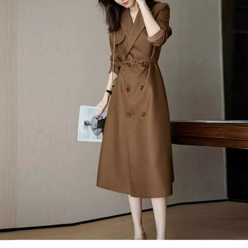 Damen Eleganter Trenchcoat mit doppelter Knopfleiste und Taillengürtel Shop Nory