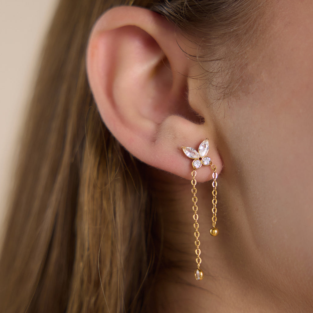 Damen Ohrhänger mit Schmetterlingsmotiv und funkelnden Zirkonia Shop Nory