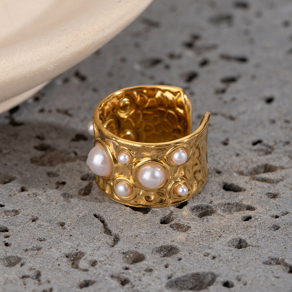 Damen Offenes Armreif mit exquisiten Perlenakzenten und strukturiertem Design Shop Nory