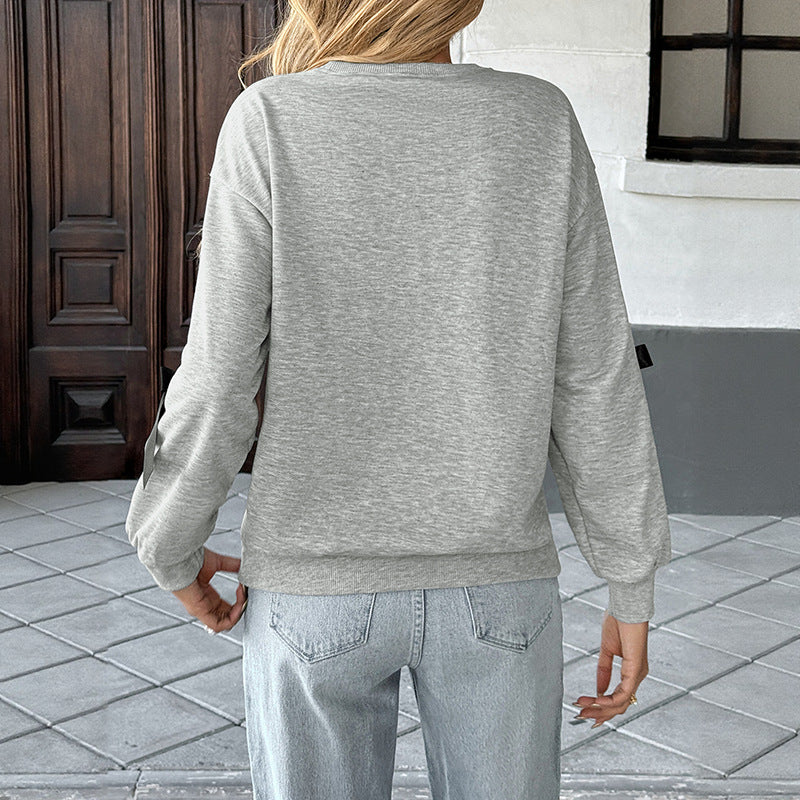 Damen Sweatshirt mit Satin‑Schleifenbesatz und Rundhalsausschnitt Shop Nory