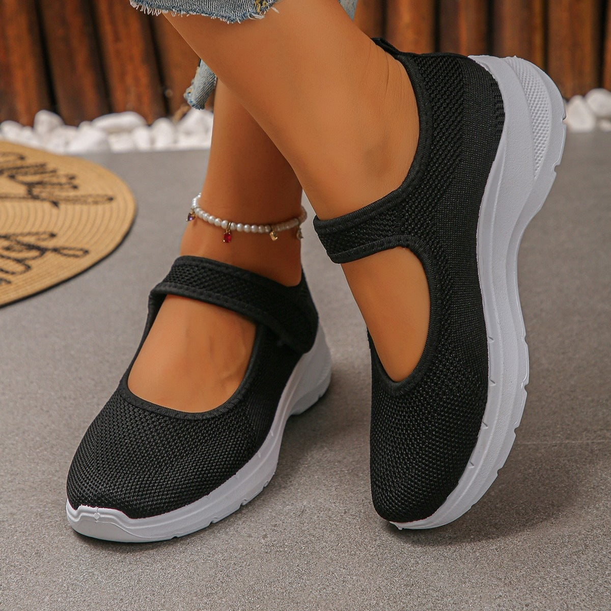 Damen Atmungsaktive Klett-Sneaker Shopnory