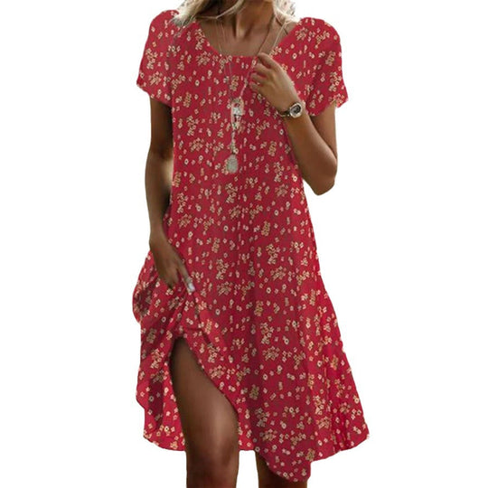 Damen Freizeitkleid mit asymmetrischem Saum und Taschen