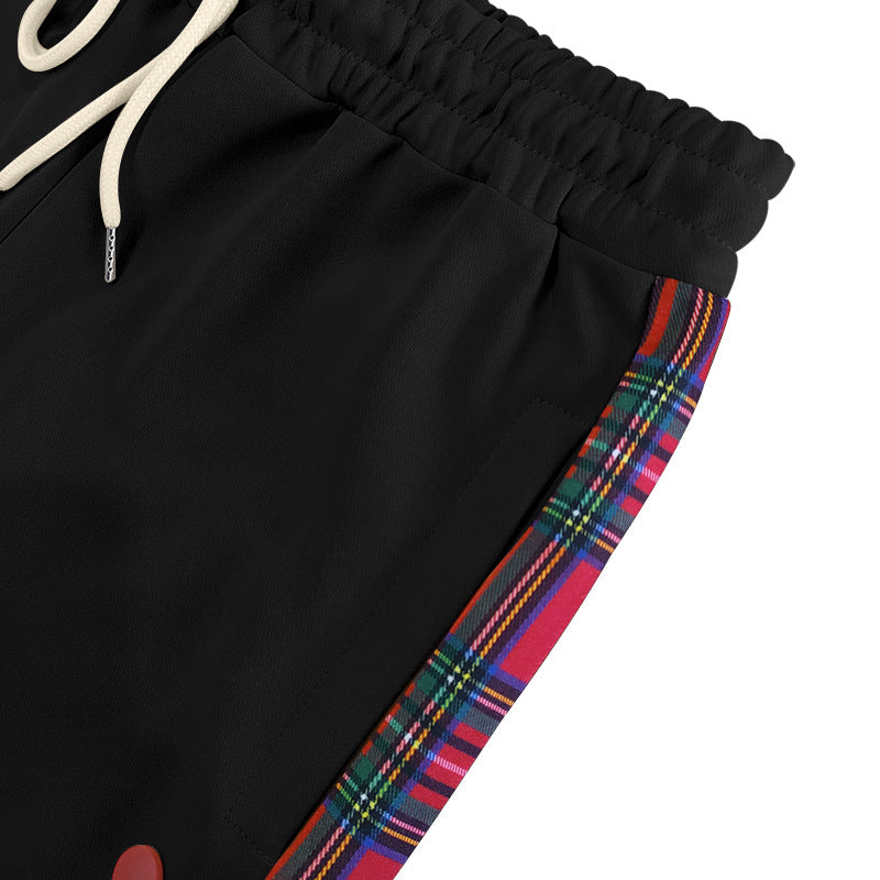 Herren lockere Jogginghose mit seitlichem Karostreifen und Druckknopfleiste Shop Nory