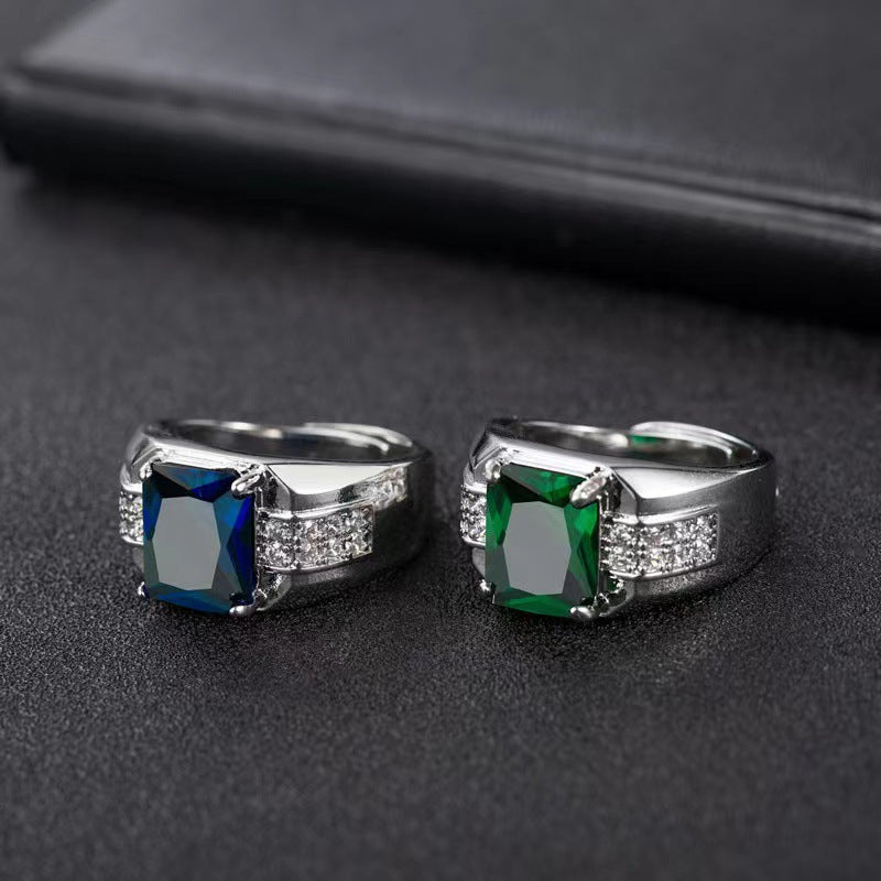 Große smaragdschliff Edelstein Statement Ring mit Pavé-besetztem Band