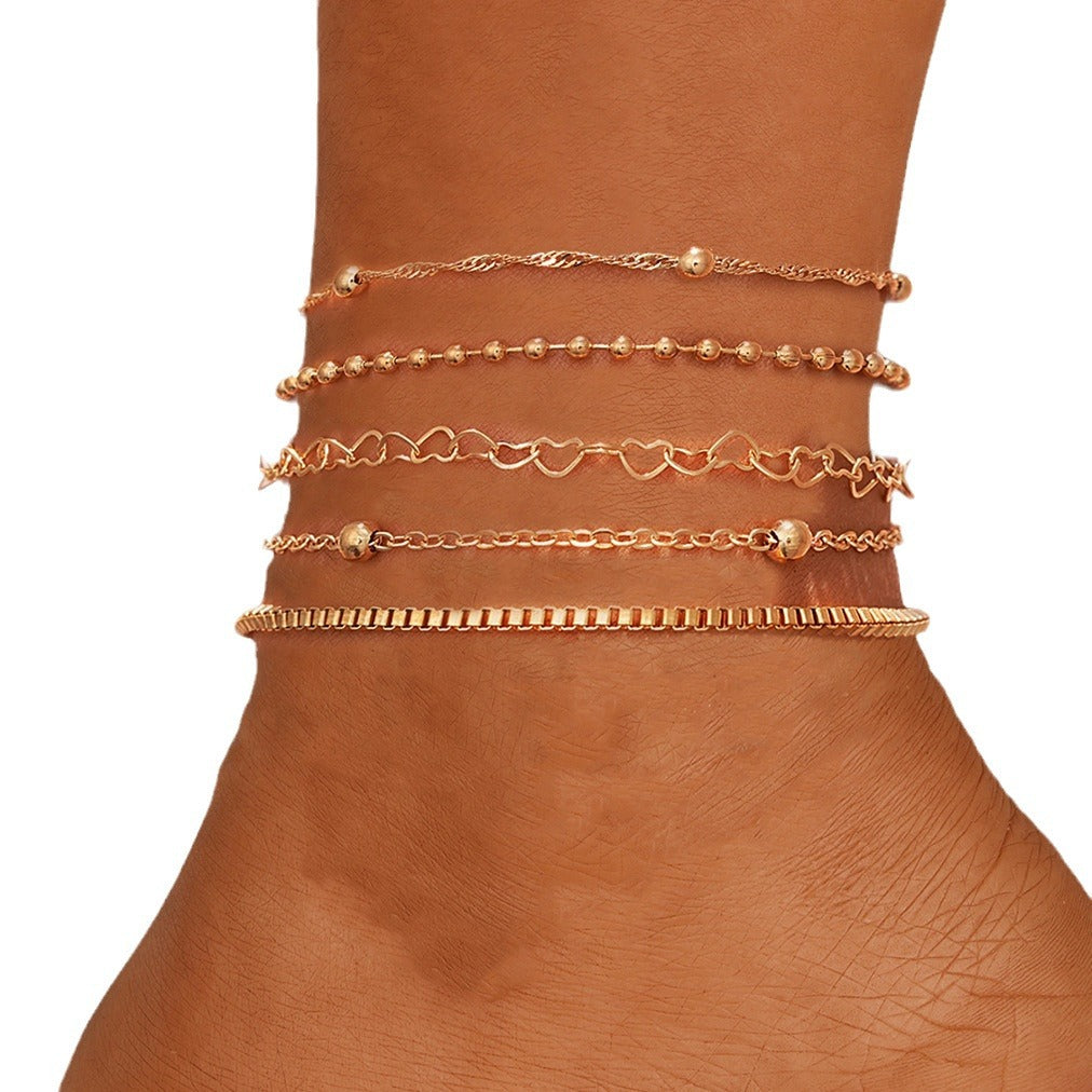 Damen Fußkettchen-Set mit eleganten und funkelnden Details Shop Nory