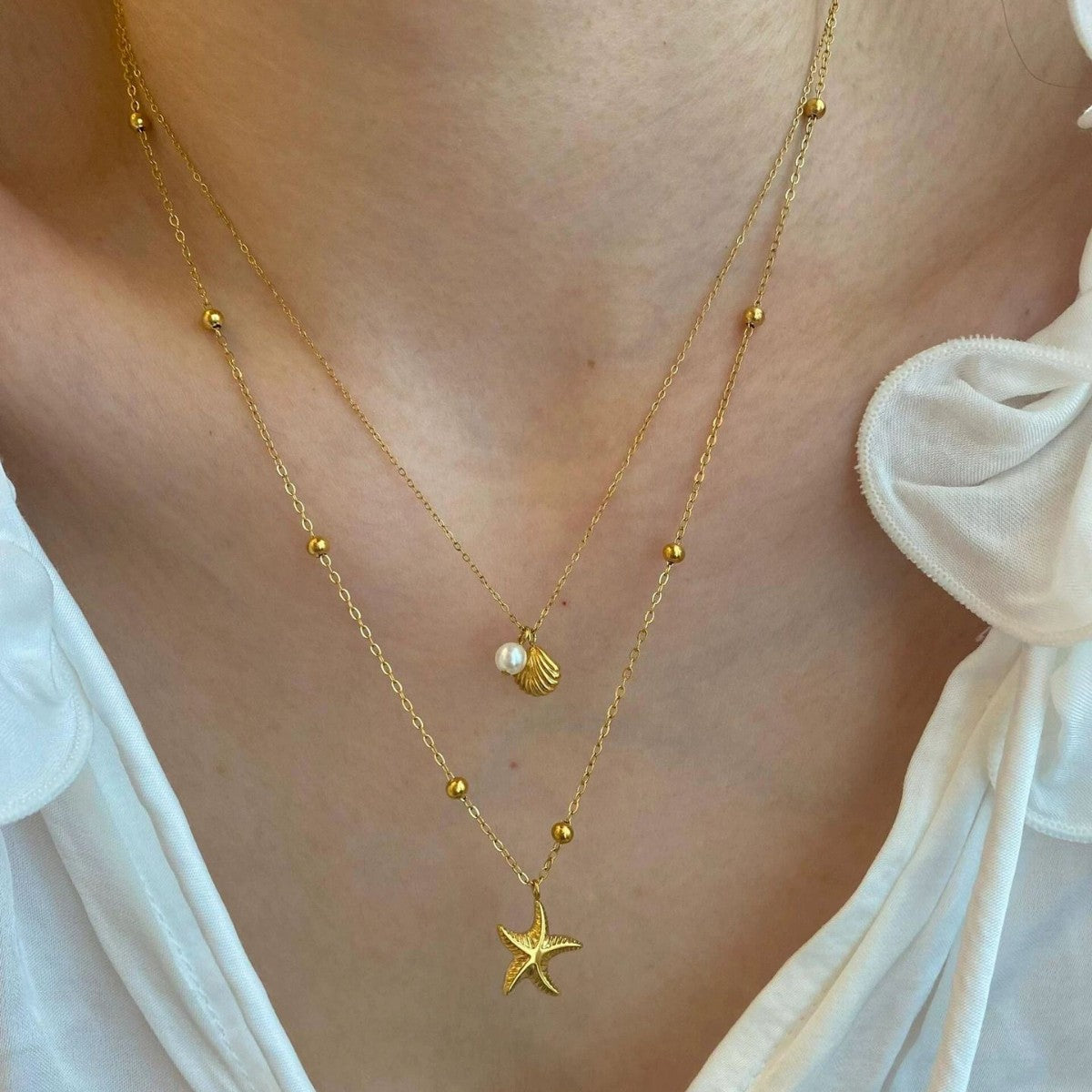 Frauen Schicht Strand Charme Halskette Shop Nory