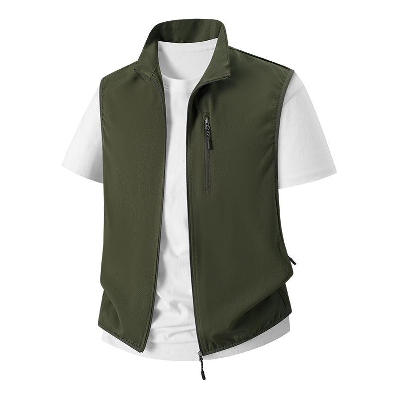 Herren Leichte Softshell-Utility-Weste mit Stehkragen, wasserabweisender Außenlage und Reißverschlusstaschen Shop Nory