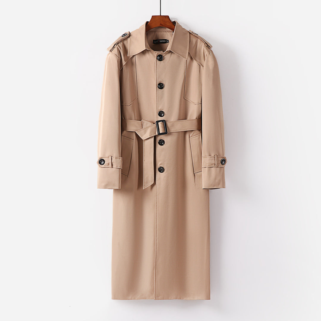 Damen Langer Trenchcoat im Minimalstil mit Schulterklappen und verstellbaren Manschetten Shop Nory