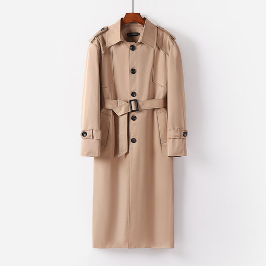 Damen Langer Trenchcoat im Minimalstil mit Schulterklappen und verstellbaren Manschetten Shop Nory