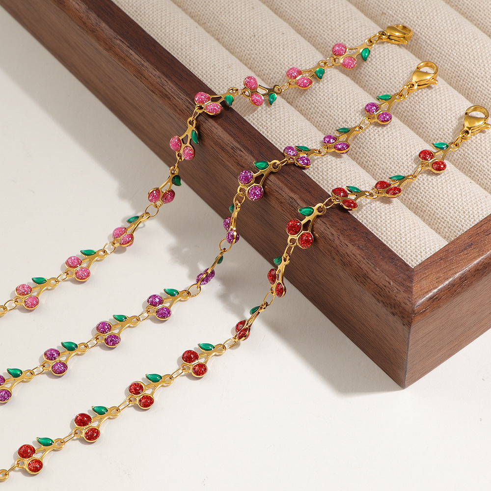 Damen zarte Fußkette mit floralem Design und bunten Kristallelementen Shop Nory