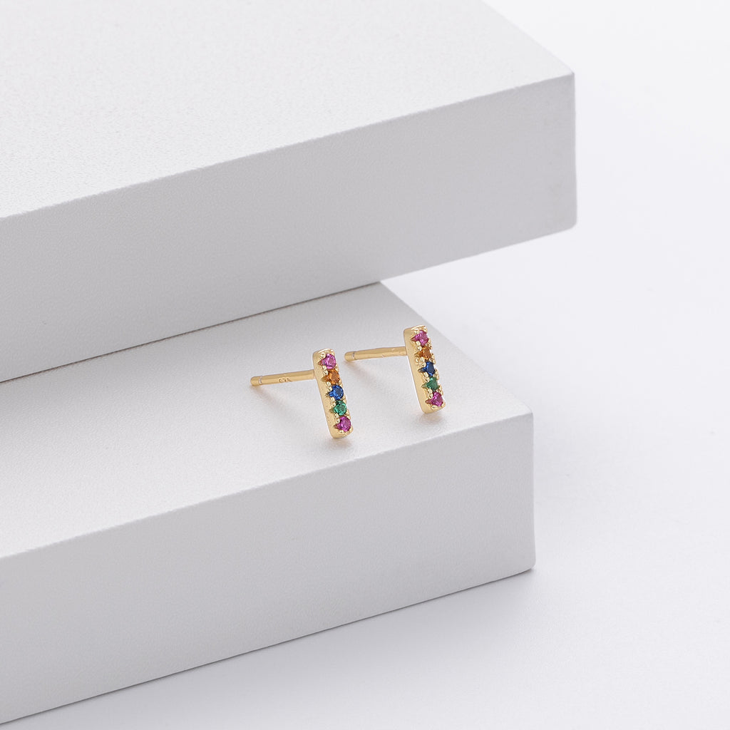 Damen Ohrstecker mit bunten Zirkonsteinen aus hochwertigem 925 Sterling Silber Shop Nory
