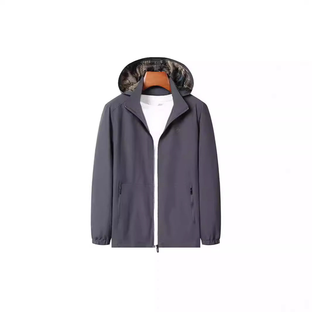 Herren Leichte Kapuzen-Shelljacke mit wasserabweisender Mikrofaser und verdeckten Reißverschlusstaschen Shop Nory