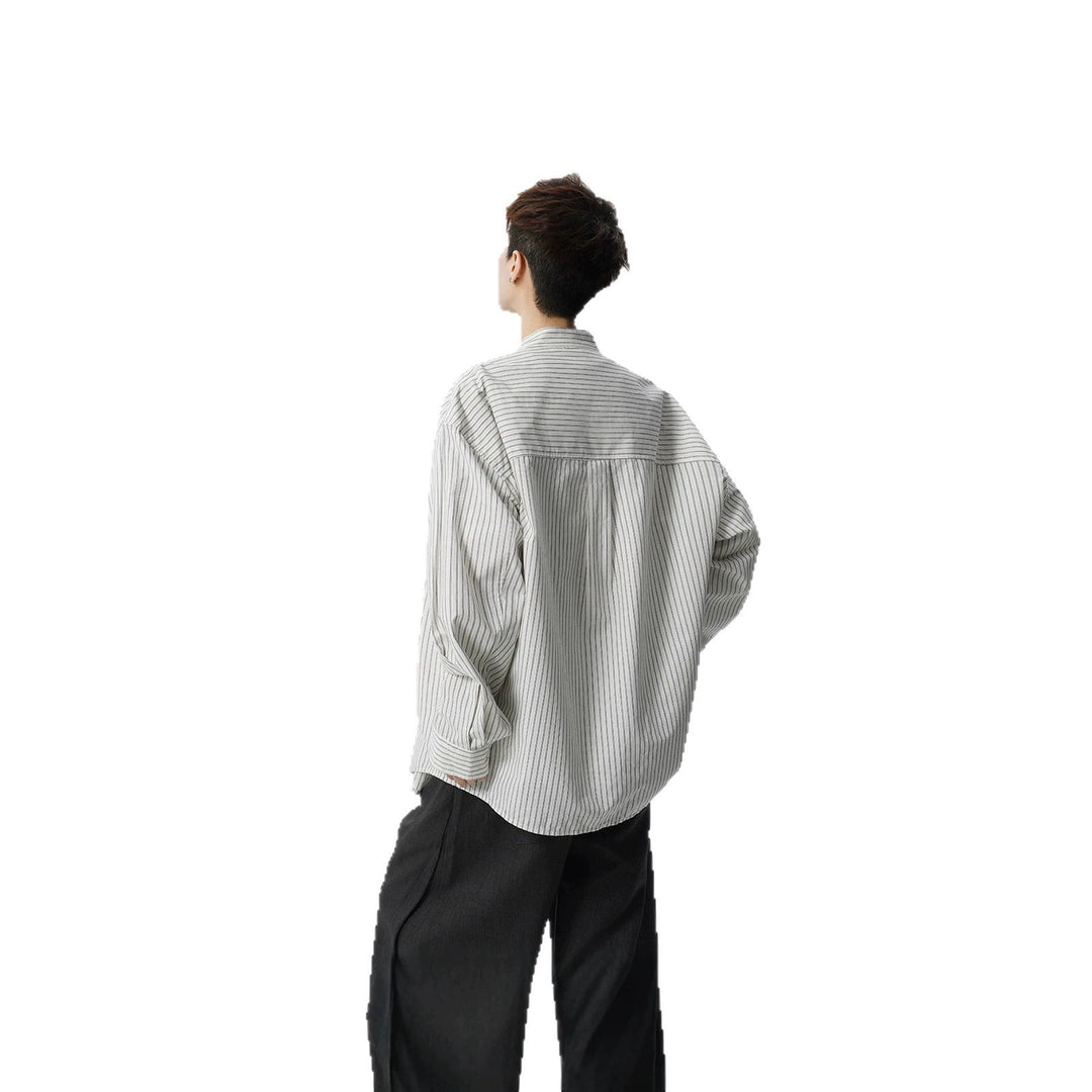 Herren Oversize-Hemd mit Stehkragen und feinem Nadelstreifen Shop Nory