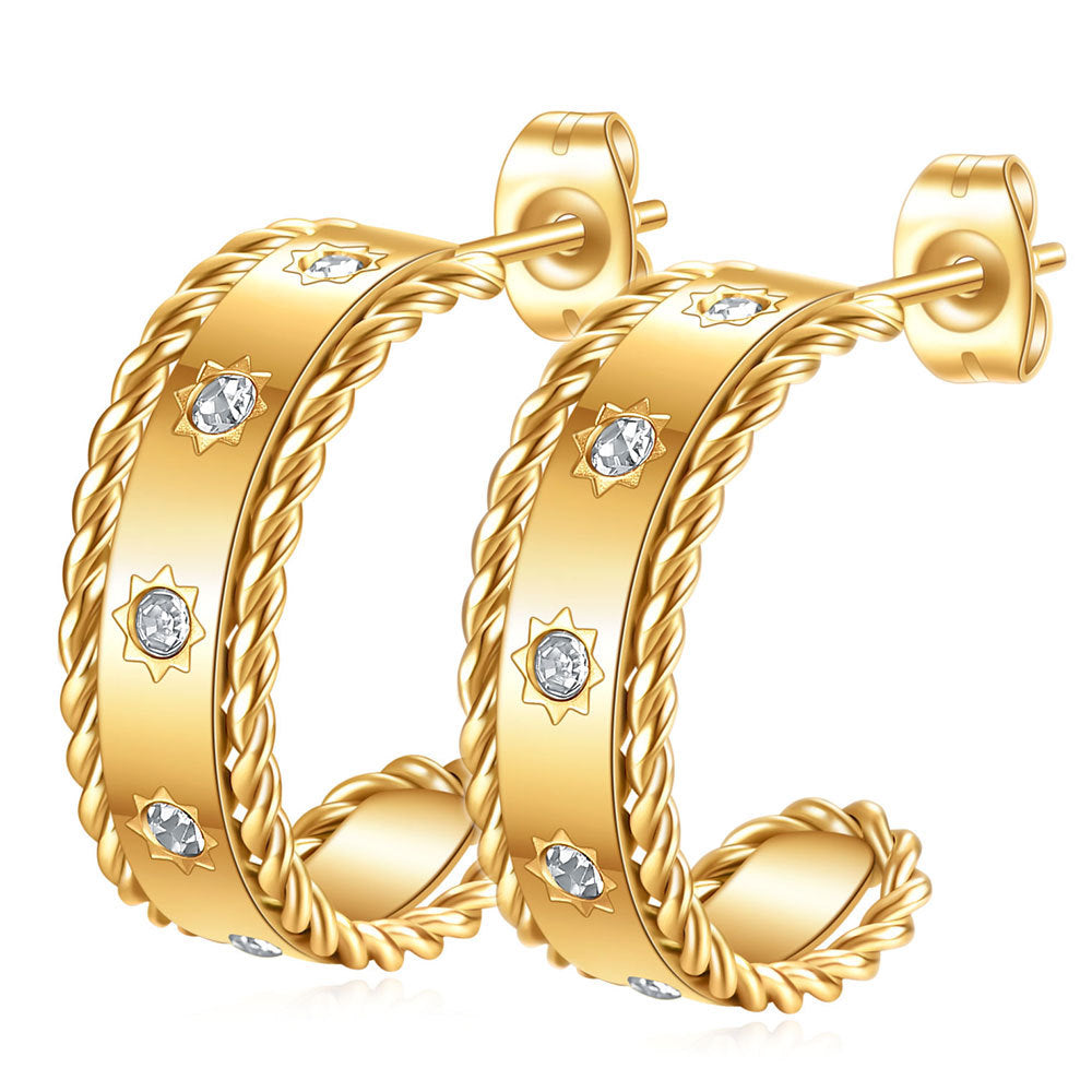 Damen Creolen mit funkelnden Kristallen und elegantem Spiraldesign Shop Nory