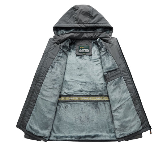 Herren technische Outdoor-Jacke mit wärmendem Teddyfleece-Innenfutter und verstellbarer Kapuze Shop Nory