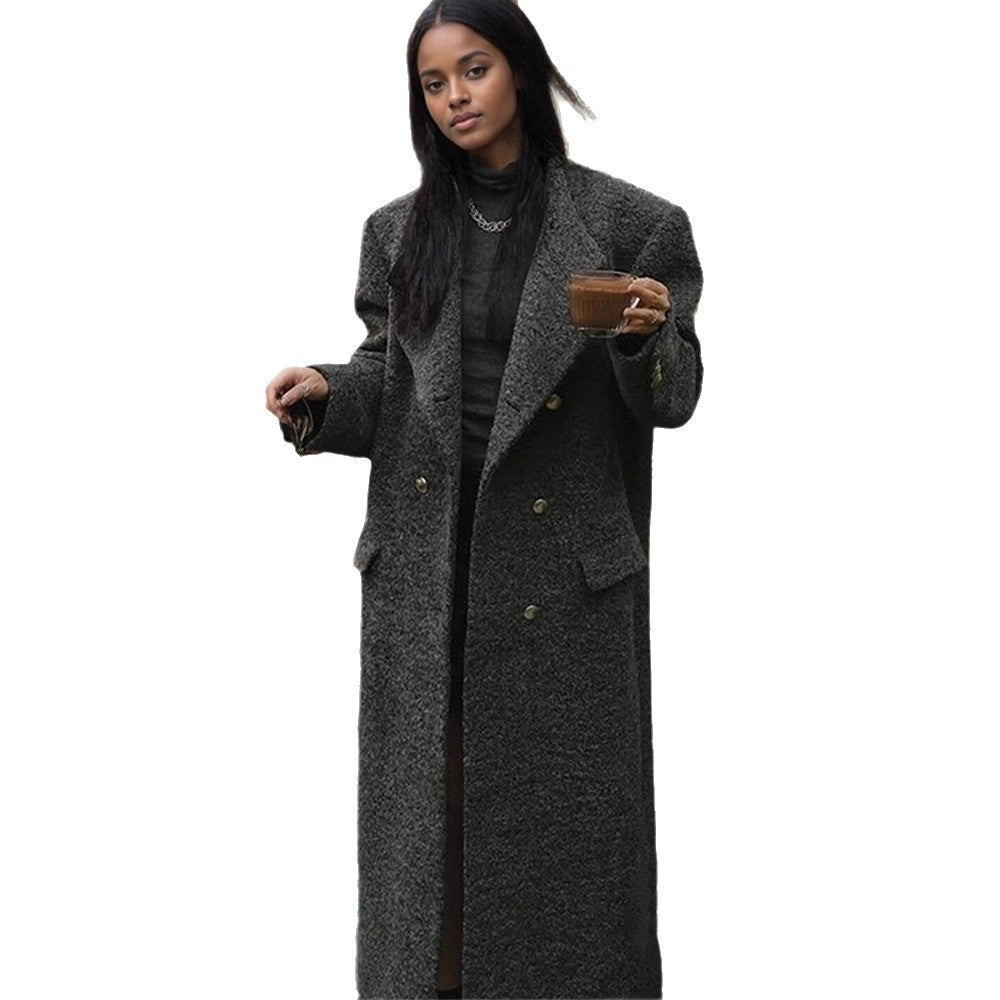 Damen Maxilanger Oversize-Wollmix-Mantel doppelreihig mit kastiger Silhouette und aufgesetzten Pattentaschen Shop Nory