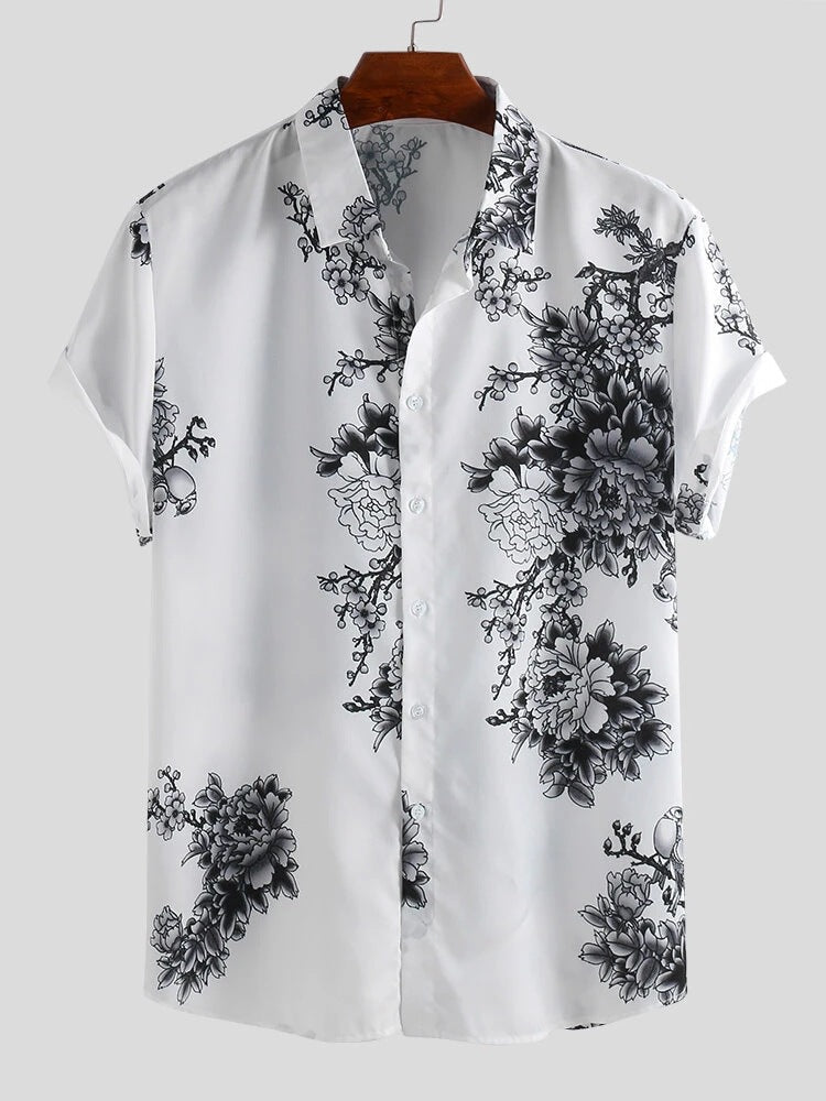 Herren Kurzarmhemd mit elegantem floralem Druck und hochwertigem Material