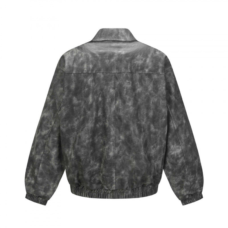Herren Kurz geschnittene Veloursleder‑Optik Bomberjacke mit Reißverschluss und elastischem Saum Shop Nory
