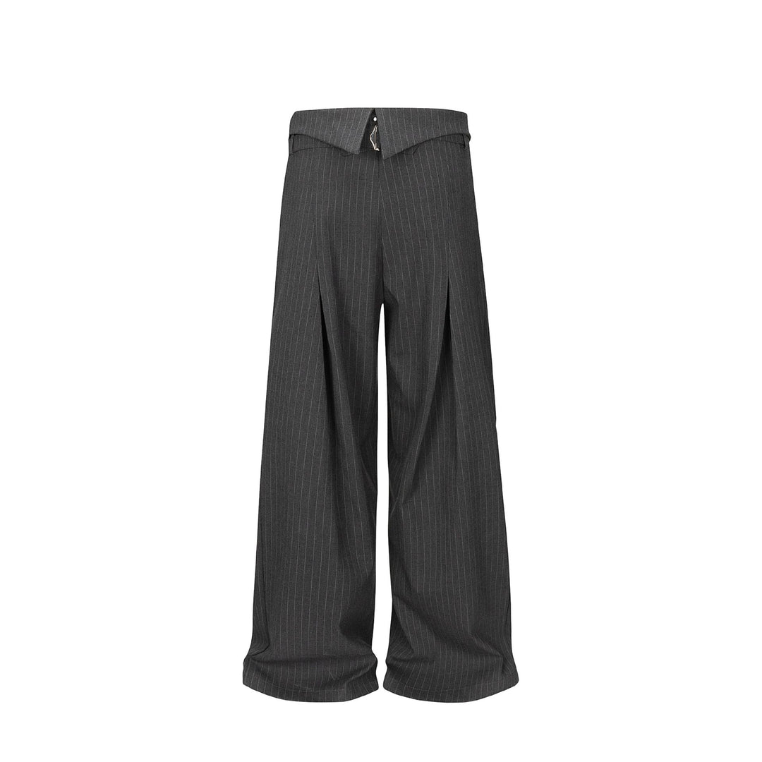 Damen Weite Bundfaltenhose mit Hemdkragen-Bund und Zierknöpfen Shop Nory
