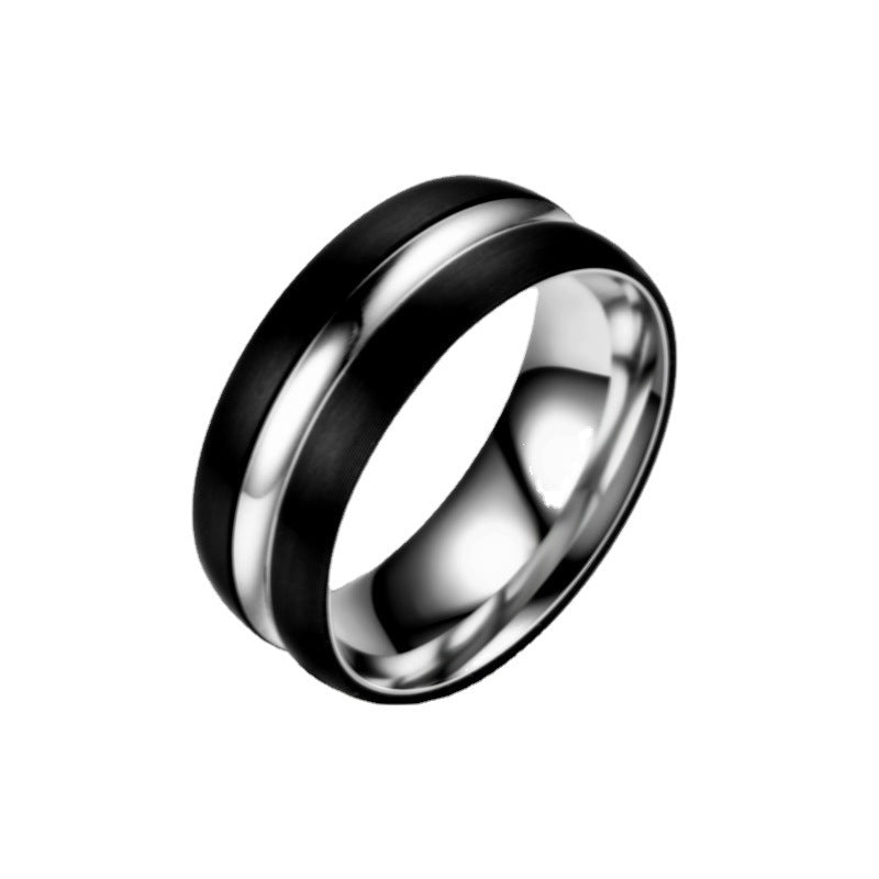 Herren Ring mit elegantem schwarzem Finish und polierten Edelstahlakzenten Shop Nory