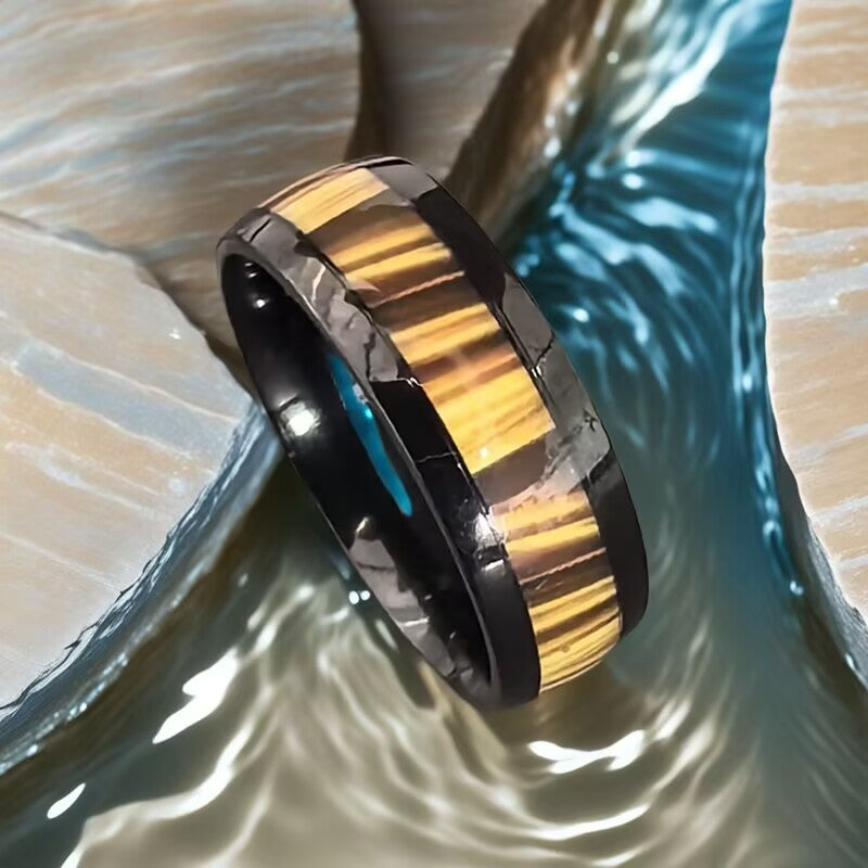 Herren Ring mit künstlerischem Herzschlag-Design und hochglänzender Edelstahloberfläche Shop Nory