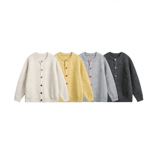 Damen Geknöpfte Strickjacke im Oversize‑Cut mit Rundhals, Rippbündchen und kontrastknöpfen Shop Nory