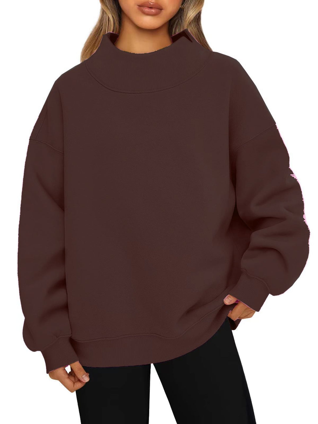 Damen Oversized-Sweatshirt mit hohem Stehkragen und überschnittener Schulter Shop Nory