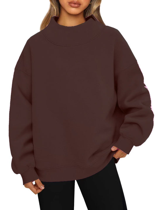 Damen Oversized-Sweatshirt mit hohem Stehkragen und überschnittener Schulter Shop Nory