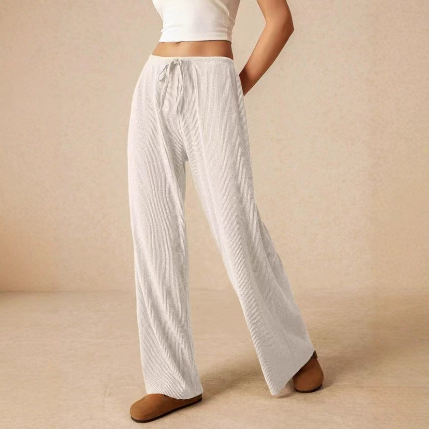 Damen weite Baumwoll-Haremshose mit hoher Taille und praktischem Kordelzug