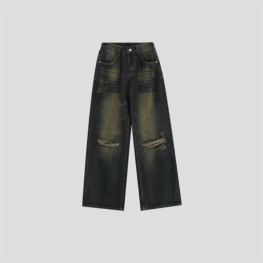 Damen Modische Weitbeinjeans mit zerrissenen Details Shop Nory