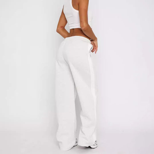 Damen weite High-Waist Jogginghose mit seitlichem Kontrast-Streifen und Taschen Shop Nory