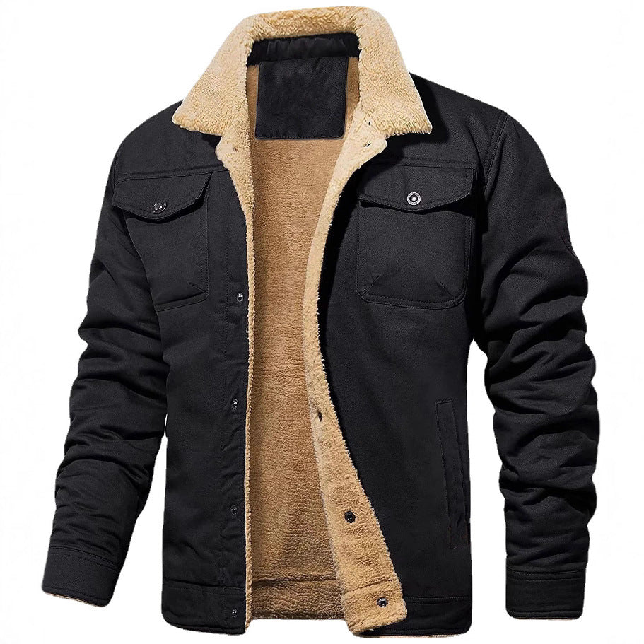 Herren gefütterte Steppjacke im Utility-Stil mit warmem Innenfutter