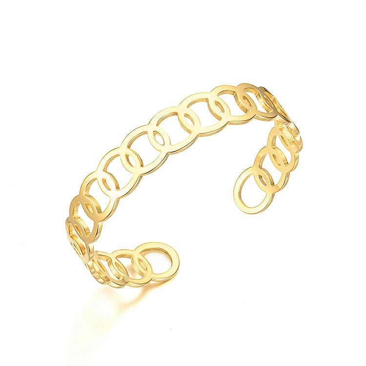 Damen Offener Armreif mit künstlerischem Design aus hochwertigem Edelstahl Shop Nory