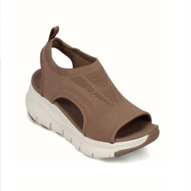 Damen Strick-Sandalen mit Plateau, elastischem Schaft und Fersenriemen Shop Nory