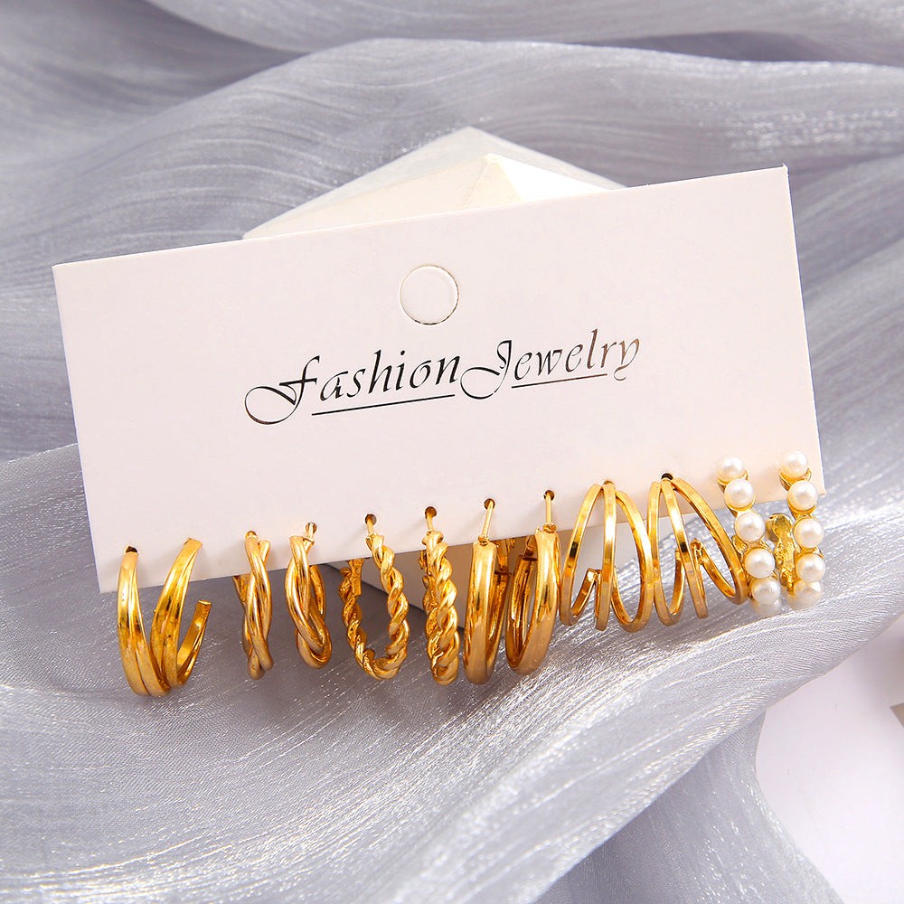 Damen Creolen-Set mit variierenden Texturen und modernen Designs Shop Nory
